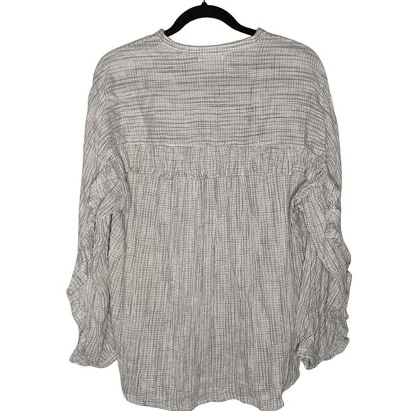 Cottagecore Prairie Plaid Ruffle Button Front Blouse Preppy Minimalist Medium - Picture 2 of 7